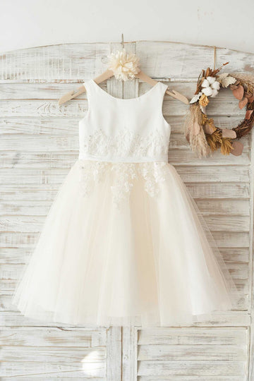 Meninas Bambi Ivory Broderie Anglaise Tulle Dress